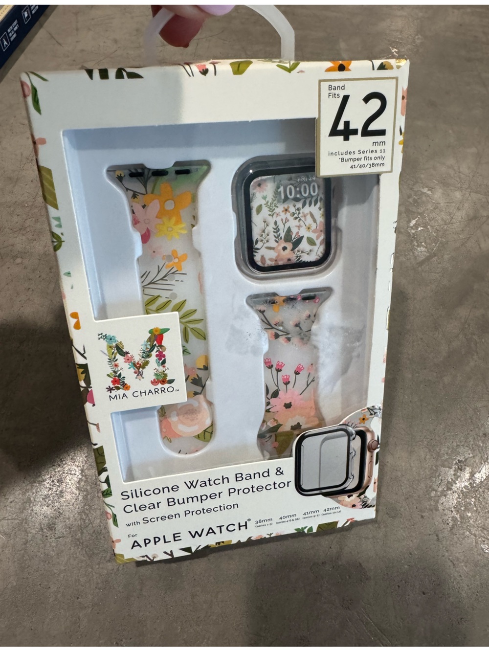 Mia Charro clear Floral Silicone Watch Band Apple 38,40,41,42 & Clear Bumper 🌸